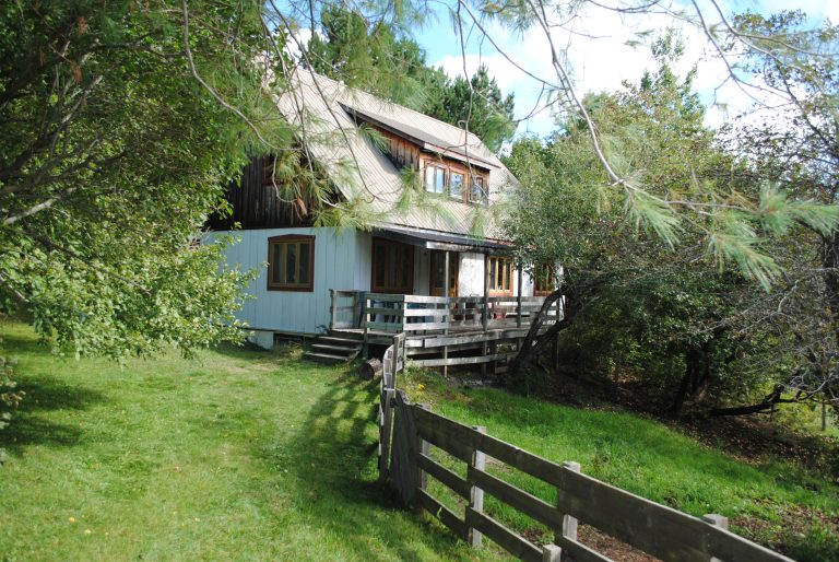 Maison à travers les arbres